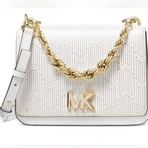 Michael Kors Metallic Deco White/Gold Bag New